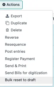Bulk reset van geselecteerde facturen naar concept in Odoo